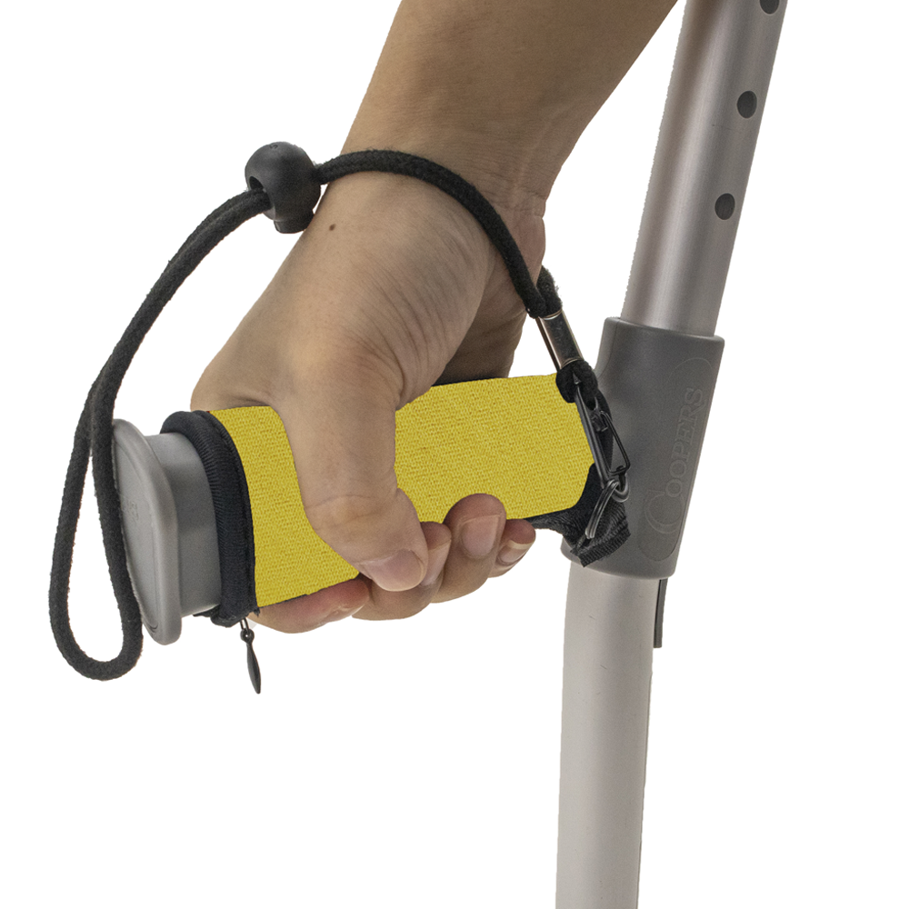 Soft Neoprene Crutch Grip Handle Covers With Wrist Strap Yellow